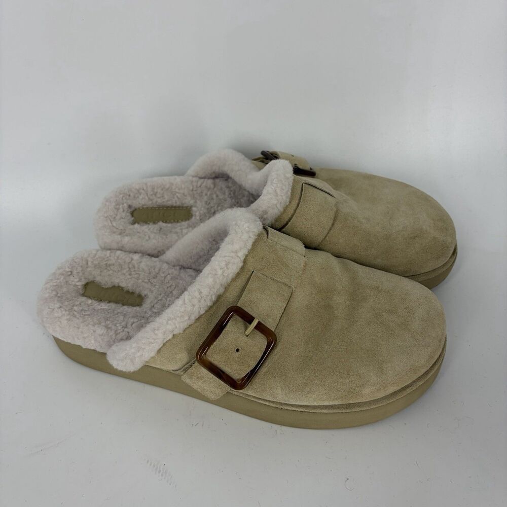 Vince Clog Shoes Size 8 Womens Sand Griff Comfort Slip On Shearling Sherpa Lined